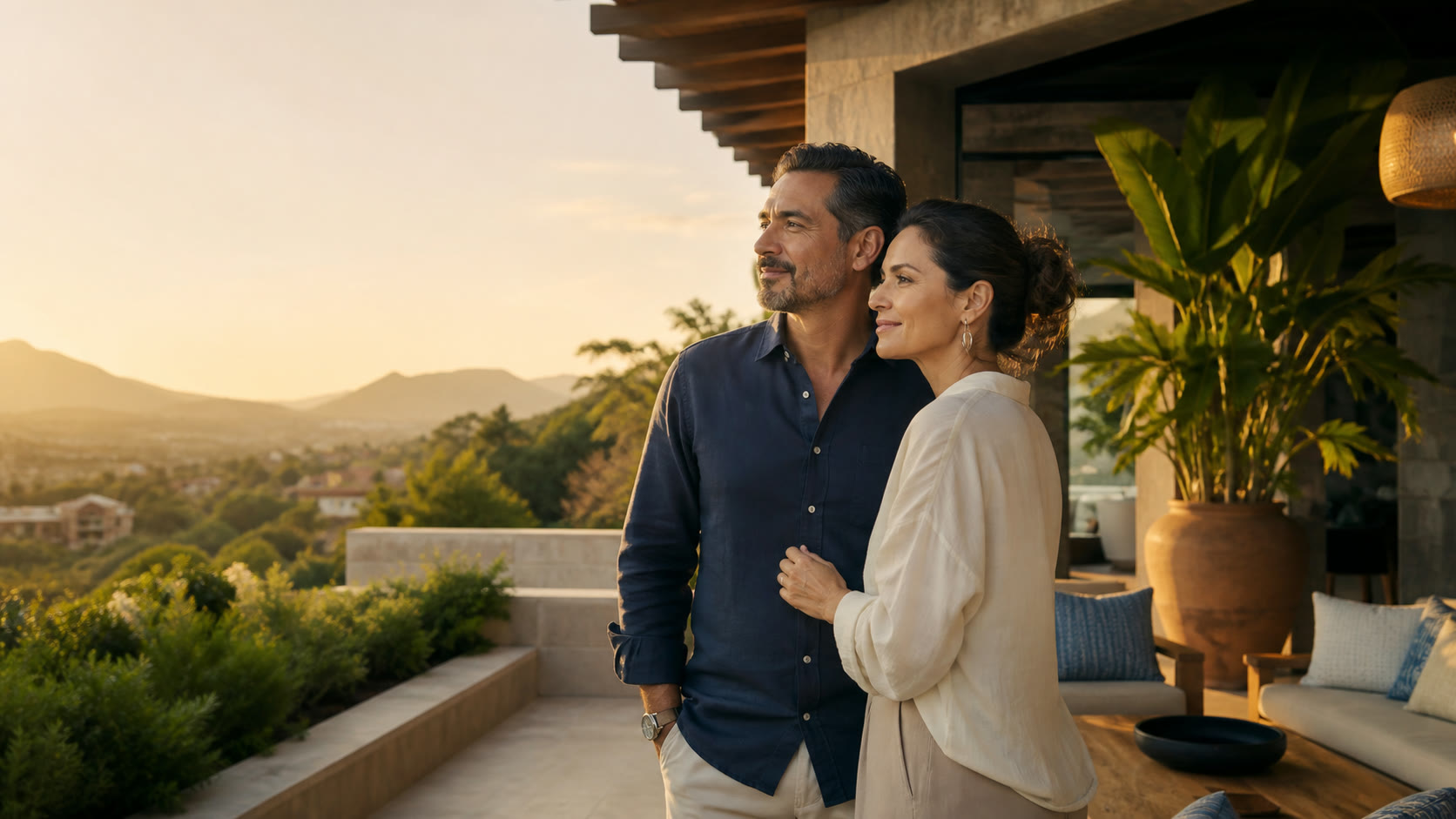 Pareja disfrutando con tranquilidad la vida que construyó para su futuro